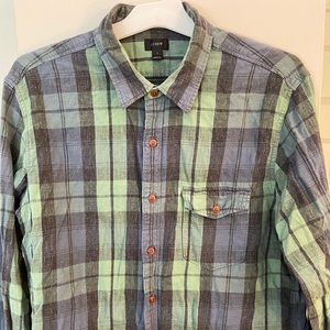 J Crew lightweight button down plaid shirt size Large